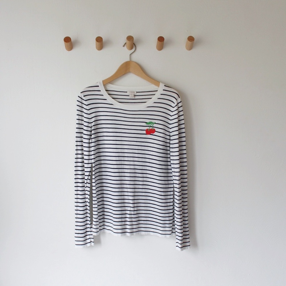 J C R E W • Embroidered Cherries Sweater